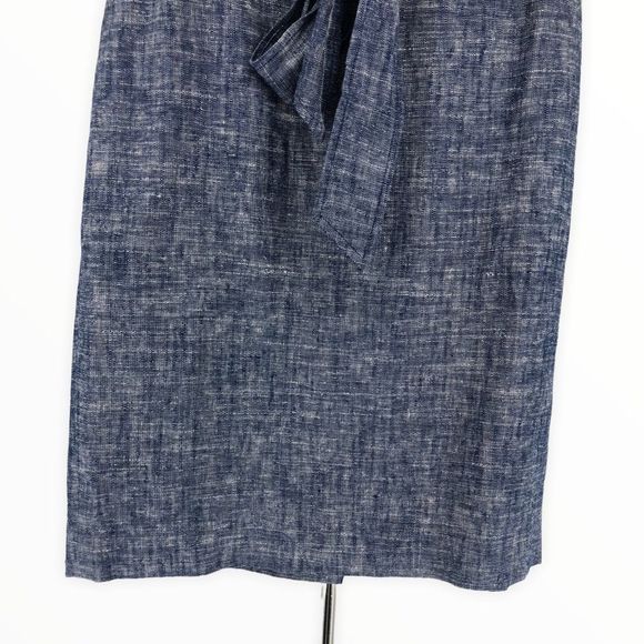 Ann Taylor Petite Blue Chambray Belted Paperbag Waist Pencil Skirt NWT size 4P - Picture 3 of 10